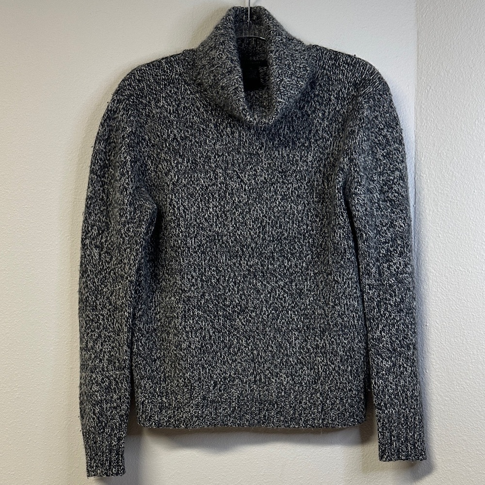 The Limited Lambswool Angora Blend Charcoal Gray Marbled Turtleneck Sweater M